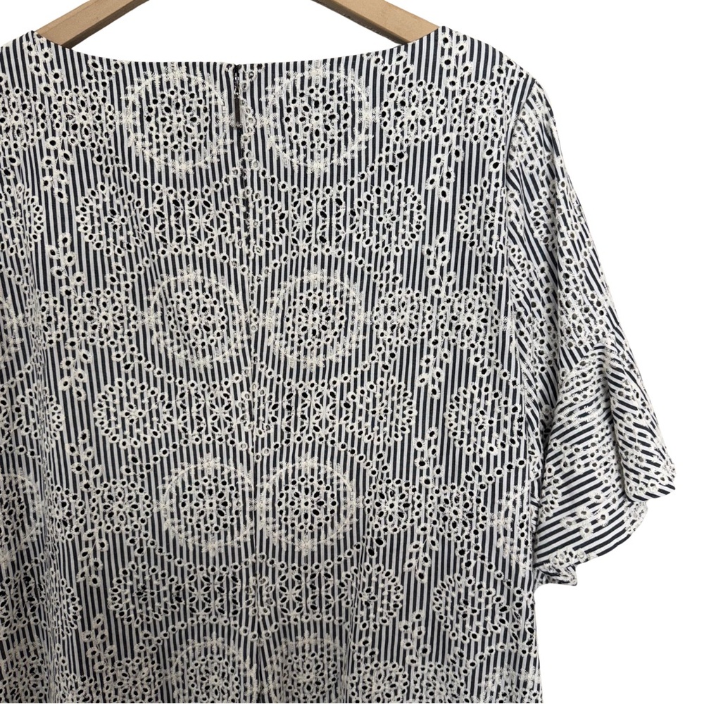 Lauren Ralph Lauren 14 HEAVILY Embroidered Flutter Short Sleeve Striped Spring - Picture 9 of 13